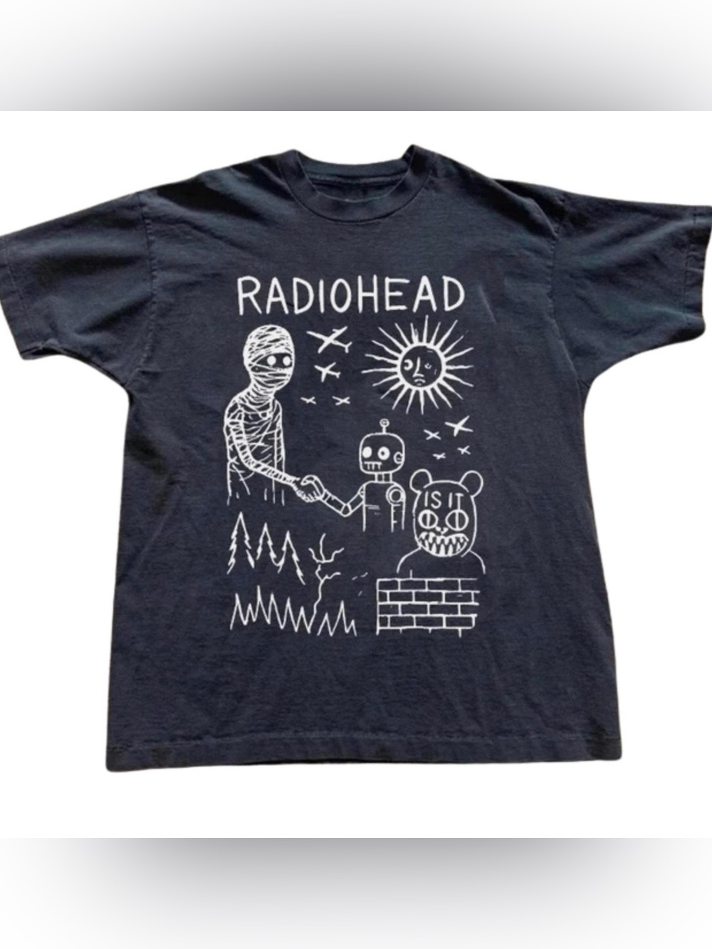Gildan Black Radiohead Graphic Tee with White Print
